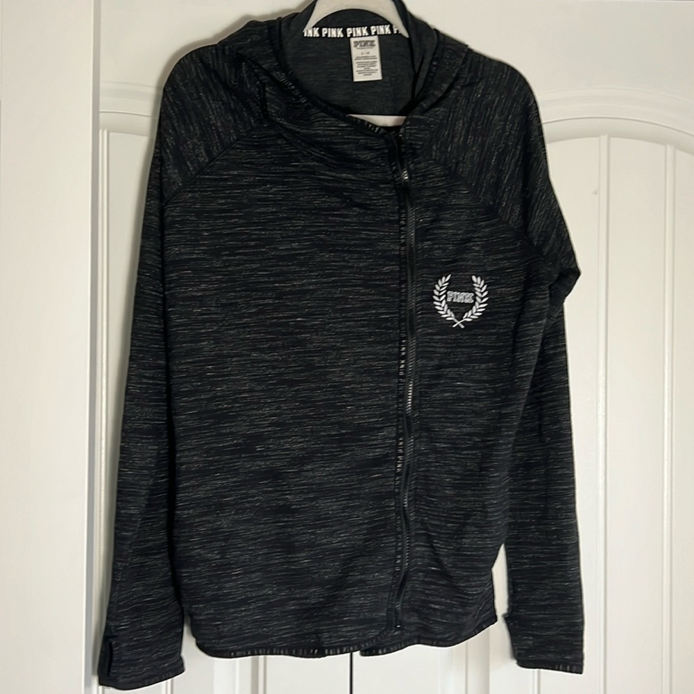 PINK Victoria’s Secret - Black Zip Up Hoodie | Size Large